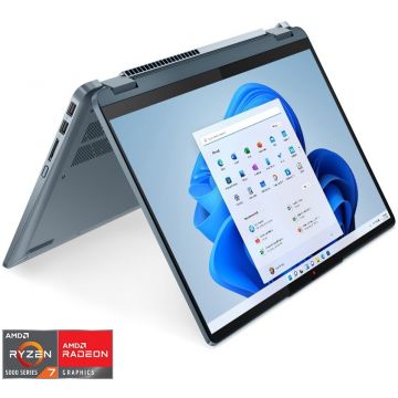Laptop Lenovo IdeaPad Flex 5 14ALC7 cu procesor AMD Ryzen™ 7 5700U pana la 4.30 GHz, 14, WUXGA, 16GB, 512GB SSD, AMD Radeon™ Graphics, Windows 11 Home, Stone Blue