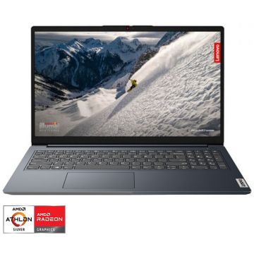 Laptop Lenovo IdeaPad 1 15AMN7 cu procesor AMD Athlon™ Silver 7120U pana la 3.50 GHz, 15.6, HD, 4GB, 256GB SSD, AMD Radeon™ 610M Graphics, No OS, Abyss Blue