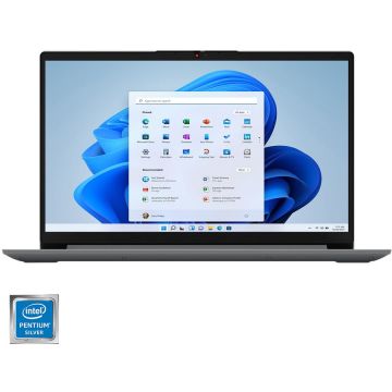 Laptop Lenovo IdeaPad 1 15IJL7 cu procesor Intel® Pentium® Silver N6000 pana la 3.30 GHz, 15.6, Full HD, 4GB, 128GB eMMC, Intel® UHD Graphics, Windows 11 Home in S mode, Cloud Grey