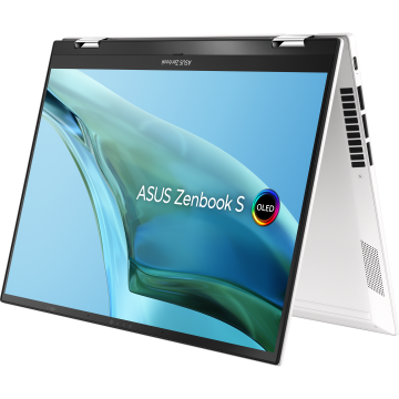 Ultrabook ASUS 13.3'' Zenbook S 13 Flip OLED UP5302ZA, 2.8K Touch, Procesor Intel® Core™ i7-1260P (18M Cache, up to 4.70 GHz), 16GB DDR5, 1TB SSD, Intel Iris Xe, Win 11 Pro, Refined White