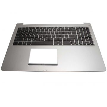 Tastatura Asus NSK-UPH01 neagra cu Palmrest argintiu iluminata backlit