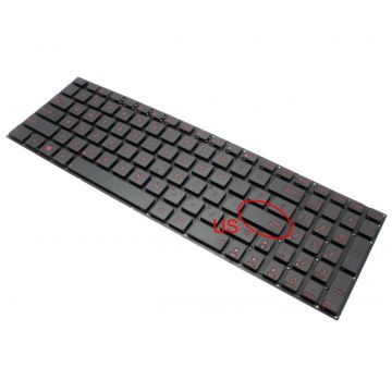 Tastatura Neagra cu Taste Rosii Asus MP-11N63US-9202W layout US fara rama enter mic