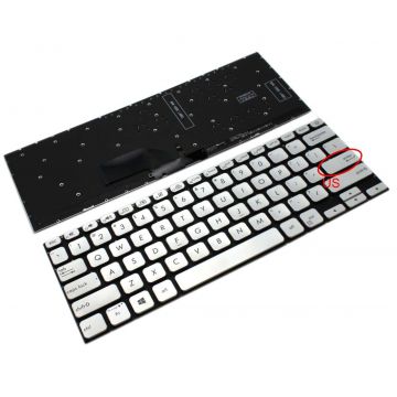 Tastatura Argintie Asus S13 X330UN iluminata layout US fara rama enter mic