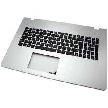 Tastatura Asus N76VM neagra cu Palmrest argintiu iluminata backlit