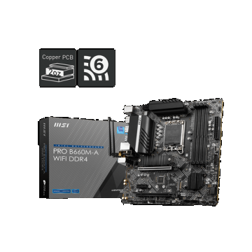 Placa de baza MSI PRO B660M-A WIFI DDR4, Intel B660, LGA 1700, mATX