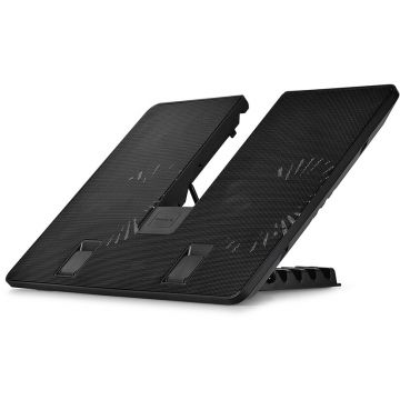 Stand notebook 15.6, sita metal, 2 x fan 14cm, 1* USB 3.0, 6 unghiuri de ajustare, design anti-alunecare, black