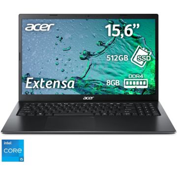 Laptop Acer Extensa 15 EX215-54 cu procesor Intel® Core™ i5-1135G7 pana la 4.20 GHz, 15.6'', Full HD, 8GB DDR4, 512GB SSD, Intel® Iris® Xe Graphics, No OS, Black