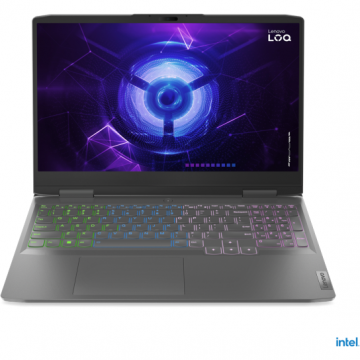 Laptop Lenovo LOQ 15IRH8 cu procesor Intel® Core™ i5-13420H pana la 4.6 GHz, 15.6, Full HD, 144Hz, G-SYNC, 16GB, 512GB SSD, NVIDIA GeForce RTX 4050 6GB GDDR6, No OS, Storm Grey