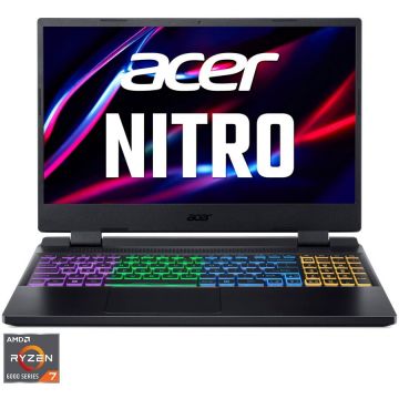 Laptop Gaming Acer Nitro 5 AN515-46 cu procesor AMD Ryzen™ 7 6800H pana la 4.70 GHz, 15.6 QHD, IPS, 165Hz, 32GB, 1TB SSD, NVIDIA® GeForce RTX™ 3070 8GB GDDR6, No OS, Black