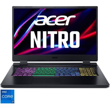 Laptop Gaming Acer Nitro 5 AN517-55 cu procesor Intel® Core™ i7-12700H pana la 4.70 GHz, 17.3 Full HD, IPS, 144Hz, 16GB, 1TB SSD, NVIDIA® GeForce RTX™ 3070 Ti 8GB GDDR6, No OS, Black