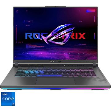 Laptop Gaming ASUS ROG Strix G16 G614JU cu procesor Intel® Core™ i7-13650HX pana la 4.90 GHz, 16, QHD+, IPS, 240Hz, 16GB DDR5, 512GB SSD, NVIDIA® GeForce RTX™ 4050 6GB GDDR6, No OS, Eclipse Gray