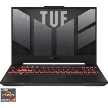 Laptop Gaming ASUS TUF A15 FA507RF cu procesor AMD Ryzen™ 7 6800HS pana la 4.70 GHz, 15.6, Full HD, IPS, 144Hz, 8GB, 512GB SSD, NVIDIA® GeForce RTX™ 2050 4GB GDDR6, No OS, Mecha Gray
