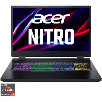 Laptop Gaming Acer Nitro 5 AN517-42 cu procesor AMD Ryzen™ 7 6800H pana la 4.70 GHz, 17.3 Full HD, IPS, 144Hz, 16GB, 512GB SSD, NVIDIA® GeForce RTX™ 3060 6GB GDDR6, No OS, Black