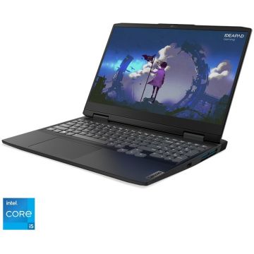 Laptop Gaming Lenovo IdeaPad 3 15IAH7 cu procesor Intel® Core™ i5-12450H pana la 4.40 GHz, 15.6 Full HD, IPS, 120 Hz, 8GB, 512GB SSD, NVIDIA GeForce RTX 3050 4GB GDDR6, No OS, Onyx Grey