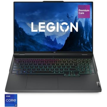 Laptop Gaming Lenovo Legion Pro 7 16IRX8H cu procesor Intel® Core™ i9-13900HX pana la 5.4 GHz, 16, WQXGA, IPS, 240Hz, 32GB, 2 x 1TB SSD, NVIDIA GeForce RTX 4090 16GB GDDR6, No OS, Onyx Grey, 3y on-site Premium Care