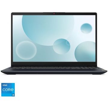 Laptop Lenovo IdeaPad 3 15IAU7 cu procesor Intel® Core™ i5-1235U pana la 4.4 GHz, 15.6, Full HD, 16GB, 512GB SSD, Intel® Iris® Xe Graphics, No OS, Abyss Blue