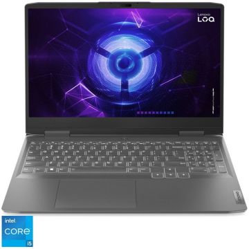 Laptop Lenovo LOQ 15IRH8 cu procesor Intel® Core™ i5-13500H pana la 4.7 GHz, 15.6, Full HD, 144Hz, 16GB, 512GB SSD, NVIDIA GeForce RTX 4060 8GB GDDR6, No OS, Storm Grey