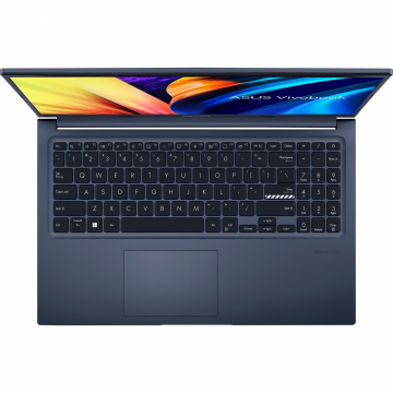 Laptop ASUS Vivobook 15.6-inch, X1502ZA-BQ418, FHD (1920 x 1080) 16:9, i7-1260P, 8GB DDR4 on board + 8GB DDR4 SO-DIMM, 512GB M.2, Quiet Blue, 2 years, No preinstalled OS