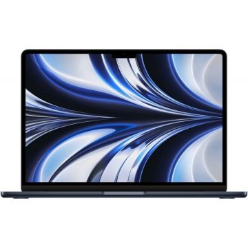 Laptop Apple MacBook Air 13-inch cu procesor Apple M2, 8 nuclee CPU si 10 nuclee GPU, 16 GB, 512GB SSD, Midnight, INT KB