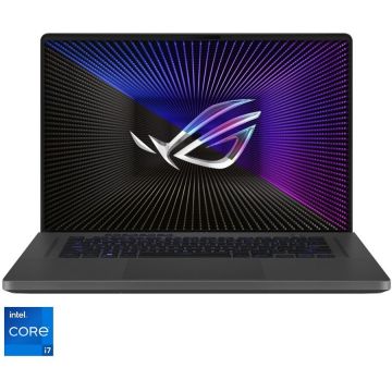 Laptop Gaming ASUS ROG Zephyrus G16 GU603ZU cu procesor Intel® Core™ i7-12700H pana la 4.70 GHz, 16, QHD+, IPS, 240Hz, 16GB DDR4, 512GB SSD, NVIDIA® GeForce RTX™ 4050 6GB GDDR6, No OS, Eclipse Gray