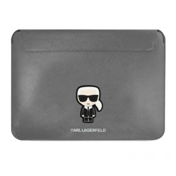 Husa laptop Karl Lagerfeld, Saffiano Ikonik pentru Laptop de 16, Argintiu