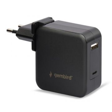 Incarcator universal USB pentru laptop, Gembird NPA-PD60-01, 60W (Negru)