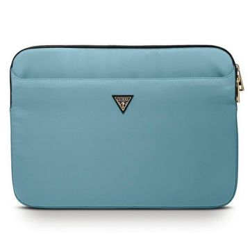 Husa laptop Guess, Universala, pentru laptop de 13 inch, Triangle logo, Material cauciucat, Albastru