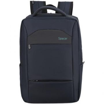 Rucsac laptop Spacer Dandy 15.6inch, 1 compartiment, buzunar frontal x 2, buzunar lateral x 2, waterproof, poliester, Albastru