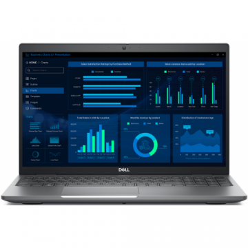 Laptop Dell Precision 3581 (Procesor Intel® Core™ i7-13800H (24M Cache, up to 5.20 GHz), 15.6inch FHD, 32GB, 1TB SSD, nVidia RTX A2000 @8GB, Linux, Gri)