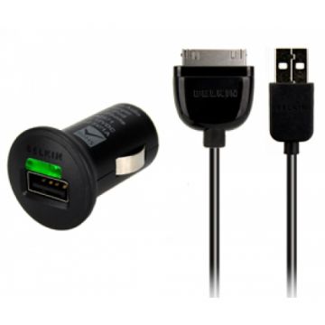 Incarcator Auto Belkin pentru Apple, Iphone 1000 mAh + Cablu de date F8Z571cw03
