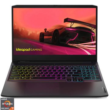 Laptop Gaming Lenovo IdeaPad 3 15ACH6, 15.6 inch, Full HD, AMD Ryzen 7 5800H, 8GB, 512GB SSD, NVIDIA GeForce RTX 3050Ti, Free DOS, Shadow Black