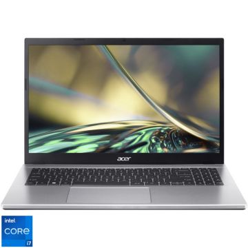 Laptop Acer 15.6'' Aspire 3 A315-59, FHD IPS, Procesor Intel® Core™ i7-1255U (12M Cache, up to 4.70 GHz), 16GB DDR4, 512GB SSD, Intel Iris Xe, No OS, Pure Silver