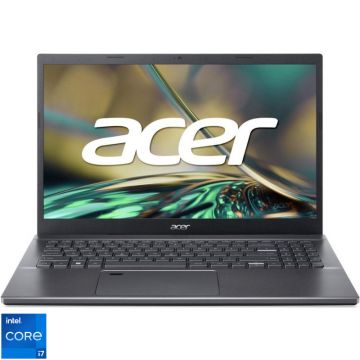 Laptop Acer 17.3'' Aspire 5 A517-53G, FHD IPS, Procesor Intel® Core™ i7-1255U (12M Cache, up to 4.70 GHz), 8GB DDR4, 512GB SSD, GeForce MX550 2GB, No OS, Steel Grey