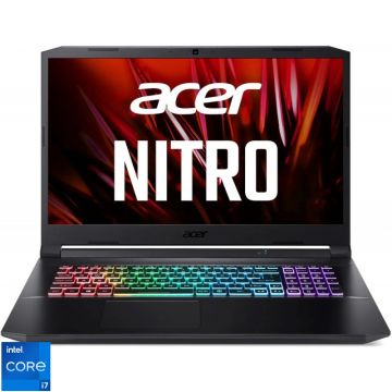 Laptop Acer Gaming 17.3'' Nitro 5 AN517-54, QHD IPS 165Hz, Procesor Intel® Core™ i7-11800H (24M Cache, up to 4.60 GHz), 16GB DDR4, 512GB SSD, GeForce RTX 3060 6GB, Win 11 Home, Shale Black