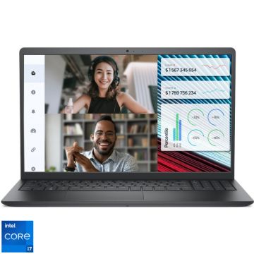 Laptop DELL 15.6'' Vostro 3520 (seria 3000), FHD 120Hz, Procesor Intel® Core™ i7-1255U (12M Cache, up to 4.70 GHz), 16GB DDR4, 512GB SSD, Intel Iris Xe, Linux, Carbon Black, 3Yr ProSupport