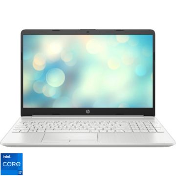 Laptop HP 15.6'' 15-dw4005nq, FHD IPS, Procesor Intel® Core™ i7-1255U (12M Cache, up to 4.70 GHz), 16GB DDR4, 512GB SSD, GeForce MX550 2GB, Free DOS, Natural Silver
