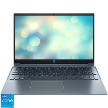 Laptop HP 15.6'' Pavilion 15-eg2026nq, FHD IPS, Procesor Intel® Core™ i5-1235U (12M Cache, up to 4.40 GHz, with IPU), 16GB DDR4, 512GB SSD, GeForce MX550 2GB, Free DOS, Fog Blue