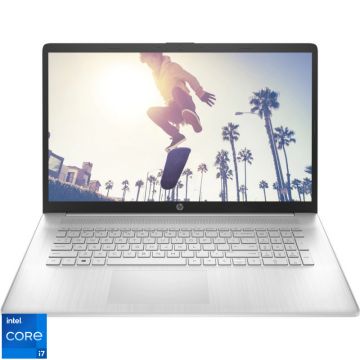 Laptop HP 17.3'' 17-cn0010nq, FHD IPS, Procesor Intel® Core™ i7-1165G7 (12M Cache, up to 4.70 GHz, with IPU), 8GB DDR4, 512GB SSD, Intel Iris Xe, Free DOS, Silver