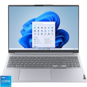 Laptop Lenovo 16'' ThinkBook 16 G4+ IAP, WUXGA IPS, Procesor Intel® Core™ i5-1235U (12M Cache, up to 4.40 GHz, with IPU), 16GB DDR5, 512GB SSD, Intel Iris Xe, Win 11 Pro, Arctic Grey