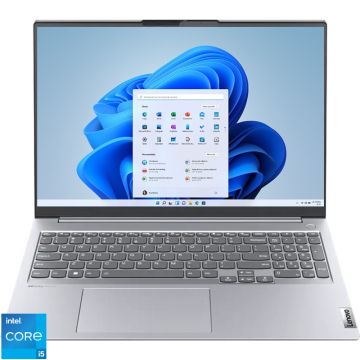 Laptop Lenovo 16'' ThinkBook 16 G4+ IAP, WUXGA IPS, Procesor Intel® Core™ i5-1235U (12M Cache, up to 4.40 GHz, with IPU), 16GB DDR5, 512GB SSD, Intel Iris Xe, Win 11 Pro, Arctic Grey