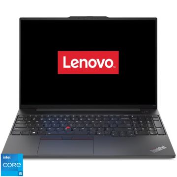 Laptop Lenovo 16'' ThinkPad E16 Gen 1, WUXGA IPS, Procesor Intel® Core™ i5-1335U (12M Cache, up to 4.60 GHz), 16GB DDR4, 1TB SSD, Intel Iris Xe, No OS, Graphite Black