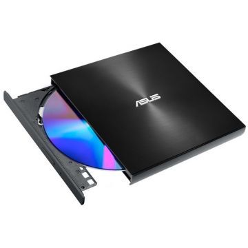 Unitate optica notebook ASUS ZenDrive U9M, DVD writer extern 8X, ultra-subțire 13.9mm, suport M-DISC, compatibil cu USB tip C și tip A pentru Windows și Mac OS, Nero BackItUp, E-Green, Negru