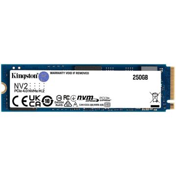 Kingston 250GB NV2 M.2 2280 PCIe 4.0 NVMe SSD  up to 3000/1300MB/s  80TBW  EAN: 740617329889