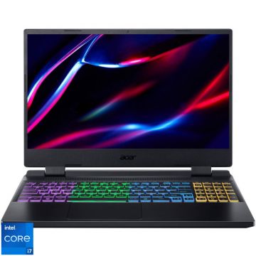 Laptop Acer Gaming 15.6'' Nitro 5 AN515-58, FHD IPS 144Hz, Procesor Intel® Core™ i7-12700H (24M Cache, up to 4.70 GHz), 16GB DDR5, 512GB SSD, GeForce RTX 4050 6GB, No OS, Obsidian Black
