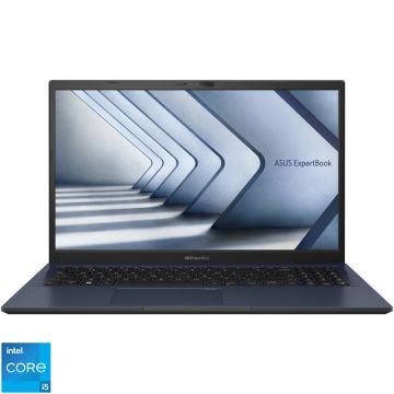 Laptop ASUS 15.6'' ExpertBook B1 B1502CBA, FHD, Procesor Intel® Core™ i5-1235U (12M Cache, up to 4.40 GHz, with IPU), 8GB DDR4, 512GB SSD, Intel Iris Xe, No OS, Star Black