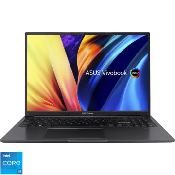 Laptop ASUS 16'' Vivobook 16 X1605ZA, 3.2K OLED 120Hz, Procesor Intel® Core™ i5-1235U (12M Cache, up to 4.40 GHz, with IPU), 16GB DDR4, 512GB SSD, Intel Iris Xe, No OS, Indie Black