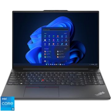 Laptop Lenovo 16'' ThinkPad E16 Gen 1, WUXGA IPS, Procesor Intel® Core™ i5-1335U (12M Cache, up to 4.60 GHz), 16GB DDR4, 512GB SSD, Intel Iris Xe, Win 11 Pro, Graphite Black