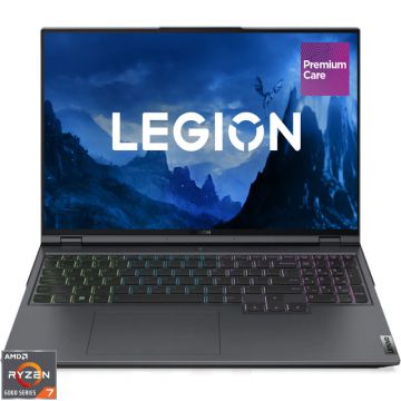 Laptop Lenovo Gaming 16'' Legion 5 Pro 16ARH7H, WQXGA IPS 165Hz G-Sync, Procesor AMD Ryzen™ 7 6800H (16M Cache, up to 4.7 GHz), 16GB DDR5, 512GB SSD, GeForce RTX 3060 6GB, No OS, Storm Grey, 3Yr Onsite Premium Care