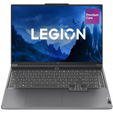 Laptop Lenovo Gaming 16'' Legion Slim 7 16APH8, 3.2K IPS 165Hz G-Sync, Procesor AMD Ryzen™ 7 7840HS (16M Cache, up to 5.10 GHz), 32GB DDR5, 1TB SSD, GeForce RTX 4060 8GB, No OS, Storm Grey, White Backlit, 3Yr Onsite Premium Care