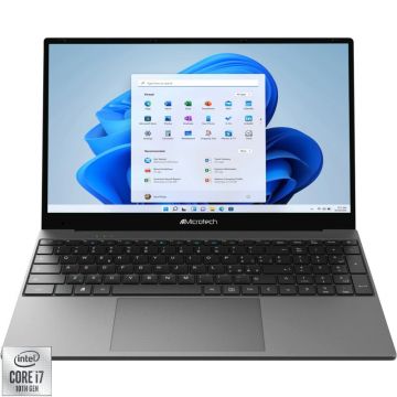 Laptop MicroTech 15.6'' Corebook CB15B, FHD, Procesor Intel® Core™ i7-1065G7 (8M Cache, up to 3.90 GHz), 16GB, 1TB SSD, Intel Iris Plus, Win 11 Pro + Liber OS, Grey